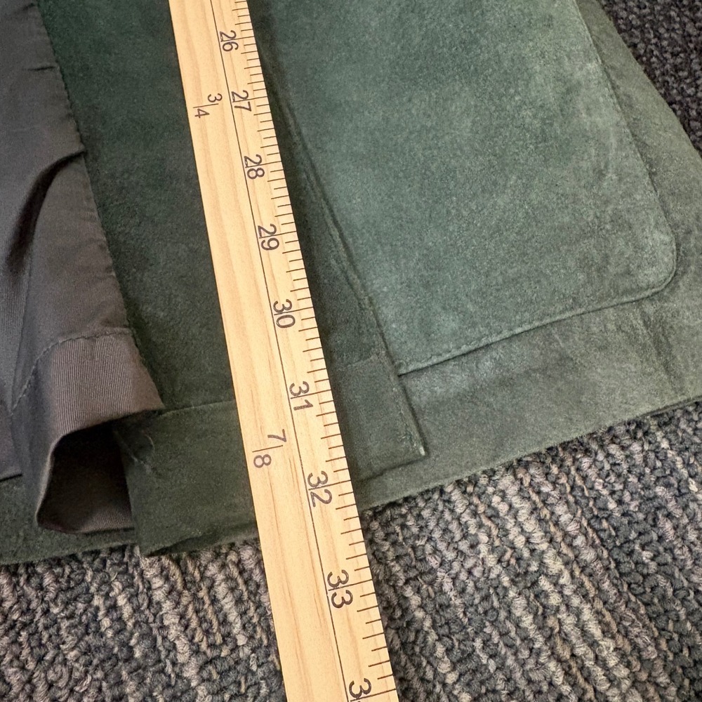 Vintage Evan Davies Suede Jacket Mens M Green Leather Coat Open Front 80s Retro - Picture 7 of 8